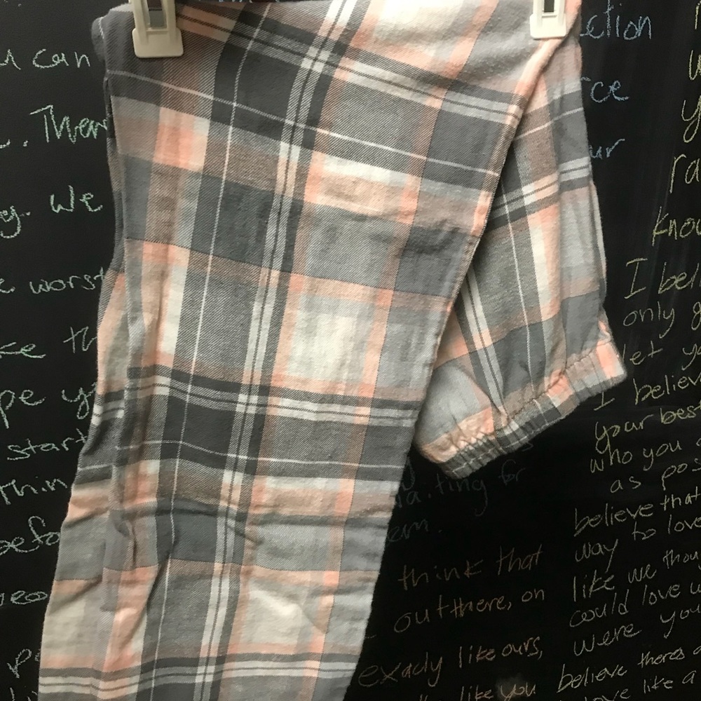 Pink plaid pajama pants